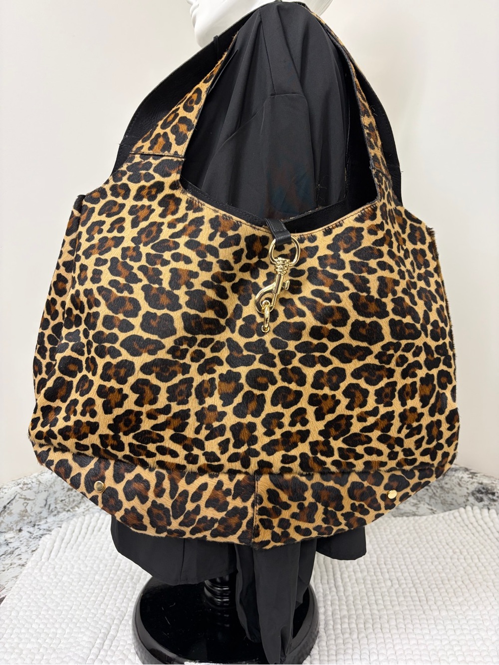 Leopard Print Shoulder Bag - Brown/Black